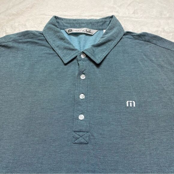 Travis Mathew Blue Green Tone Short Sleeve Polo Shirt Size XL - Picture 7 of 12